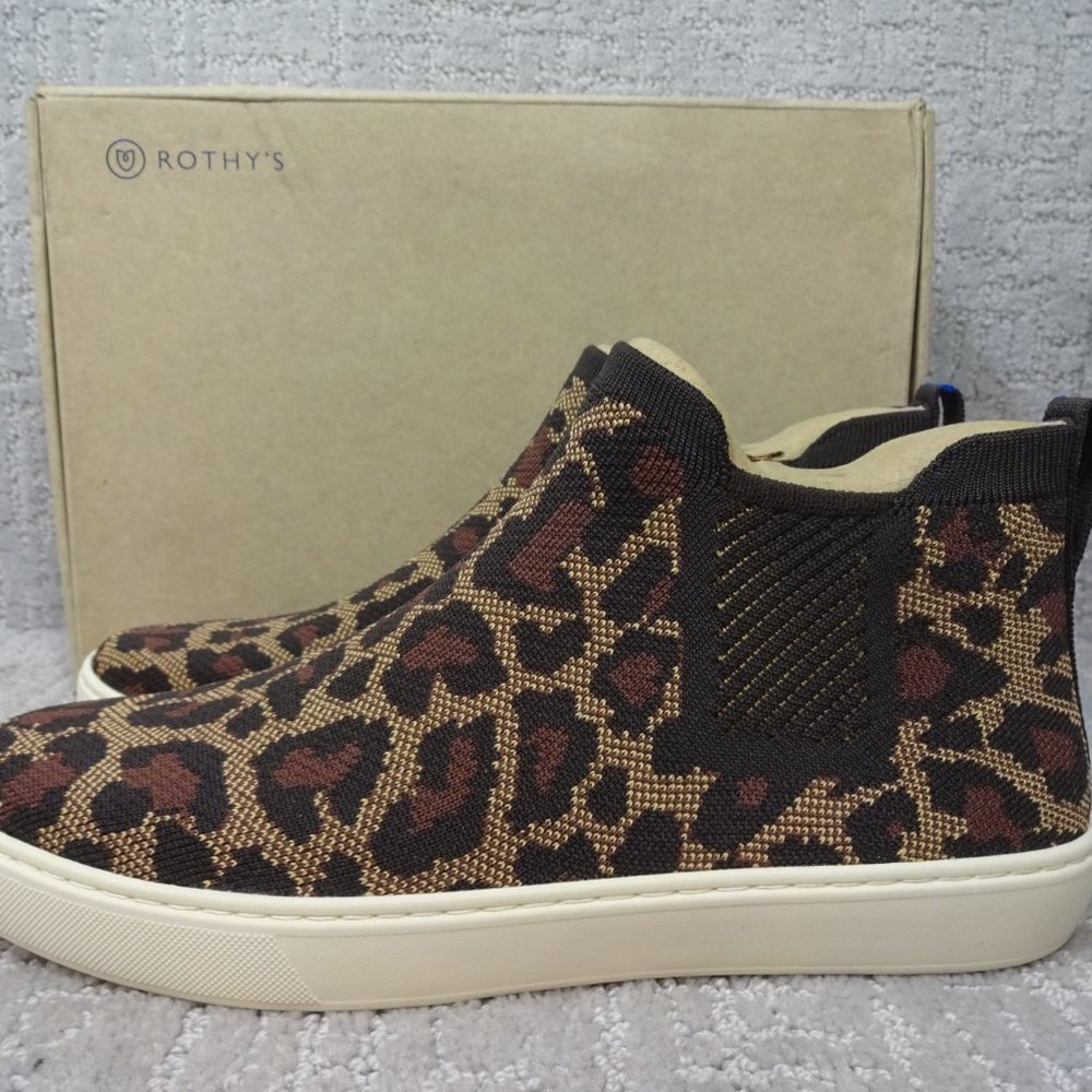 Rothy's Brown and Tan Ankle Booties with Leopard Print - Picture 2 of 10